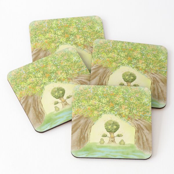 Item preview, A mystical tree village and birds designed and sold by greenPQBstudio.