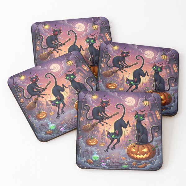 Item preview, Witchy Black Cats Halloween Street Scene designed and sold by SITU art.