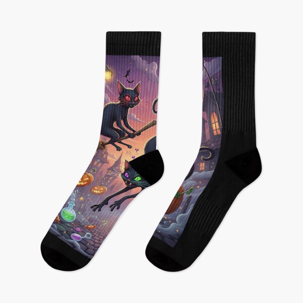 Item preview, Witchy Black Cats Halloween Street Scene designed and sold by SITU art.