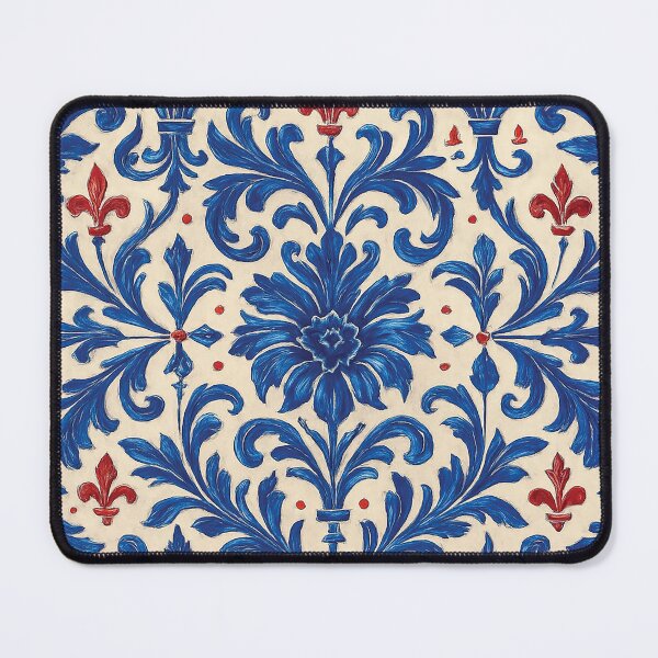 Item preview, Royal Blue & Red Baroque Pattern – Bold Fleur-de-Lis Damask Design designed and sold by Gold Turtle Lina.