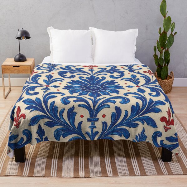 Item preview, Royal Blue & Red Baroque Pattern – Bold Fleur-de-Lis Damask Design designed and sold by Gold Turtle Lina.