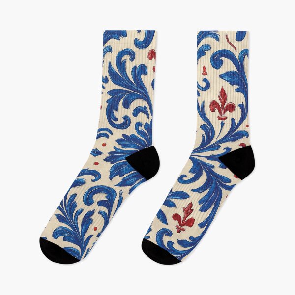 Item preview, Royal Blue & Red Baroque Pattern – Bold Fleur-de-Lis Damask Design designed and sold by Gold Turtle  Lina.