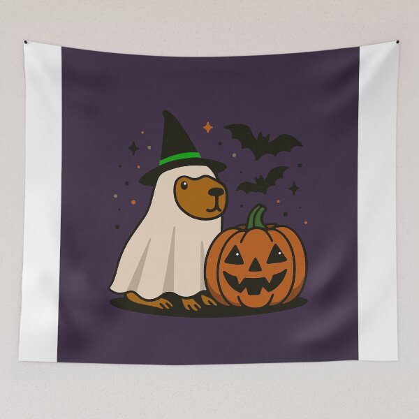Item preview, Ghosty Capybara with pumpkin designed and sold by MonroysMakes.