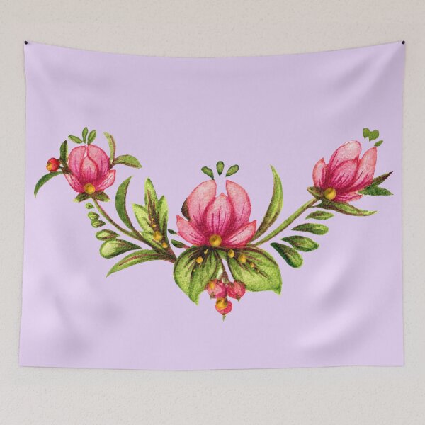 Item preview, Pink flowers of Ukraine in Petrykivka style, author's drawing,pink branch designed and sold by Sunflower-7.