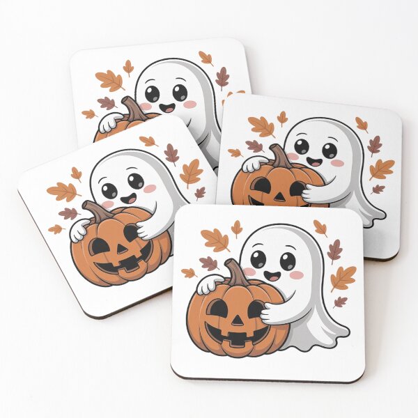 Item preview, Cute Ghost Hugging Jack-o'-Lantern Autumn  designed and sold by PrintAtelier.