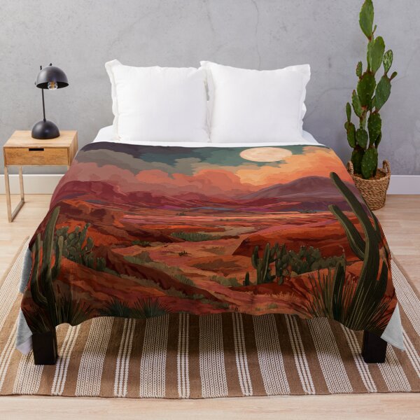 Item preview, Desert landscape with full moon – Boho nature art in warm red tones designed and sold by Meiersbeste.