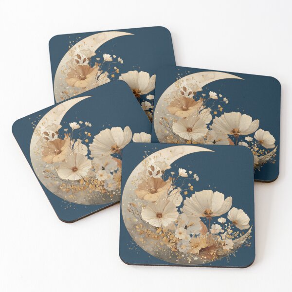 Item preview, Flower moon in gold tones – boho nature art with floral elegance designed and sold by Meiersbeste.