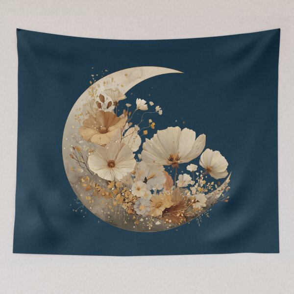 Item preview, Flower moon in gold tones – boho nature art with floral elegance designed and sold by Meiersbeste.