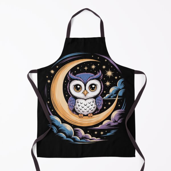 Artikelvorschau, Cute Owl on Crescent Moon – Dreamy Night Sky Fantasy Art entworfen und verkauft von WitchyWhisper.