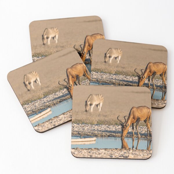 Item preview, Gold at the Waterhole — Red Hartebeest & Zebra, Etosha designed and sold by DavideAntoniani.