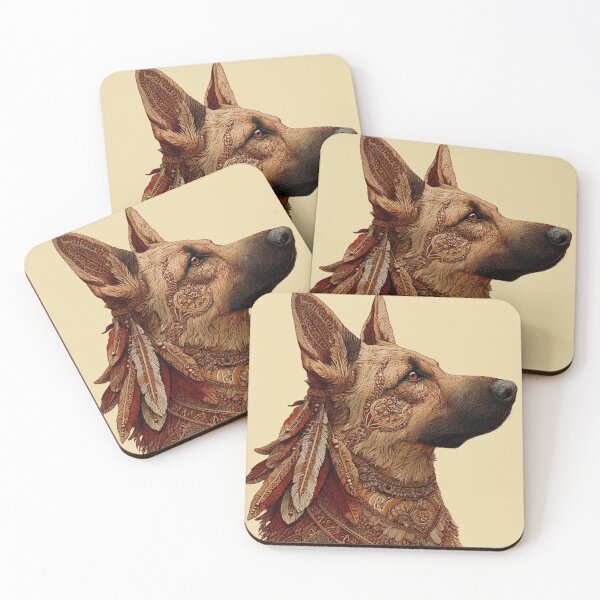 Item preview, Boho German Shepherd with Tribal Feathers – Spiritual Animal Design in Earth Tones designed and sold by Meiersbeste.