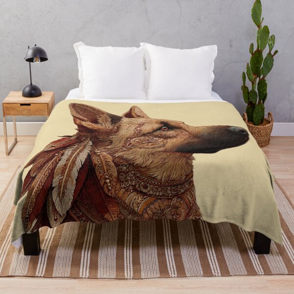 Item preview, Boho German Shepherd with Tribal Feathers – Spiritual Animal Design in Earth Tones designed and sold by Meiersbeste.