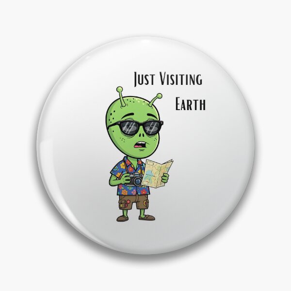 Item preview, Just Visiting Earth – Funny Cartoon Tourist Alien Sticker/T-Shirt designed and sold by EverStitchStudio ★★★★★.