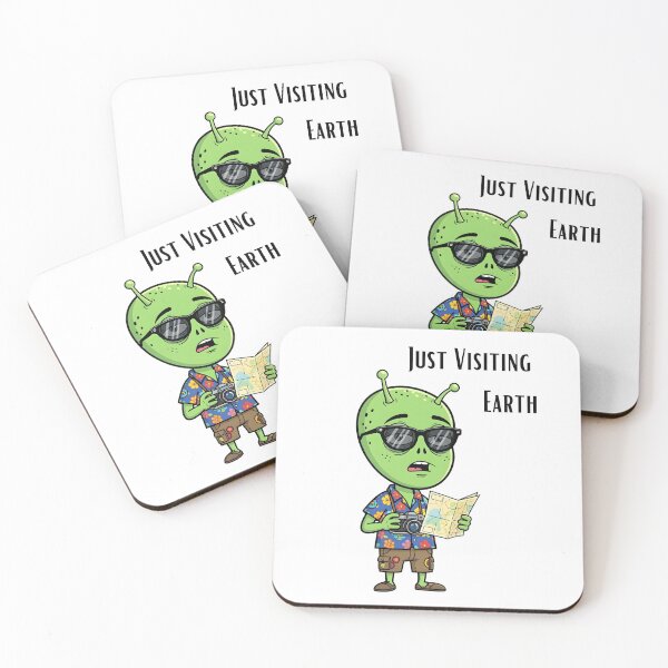 Item preview, Just Visiting Earth – Funny Cartoon Tourist Alien Sticker/T-Shirt designed and sold by EverStitchStudio ★★★★★.