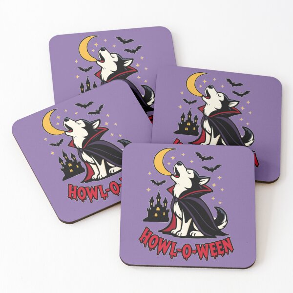 Item preview, Cute Howling Wolf Vampire Dog Funny Howl-o-ween Pun designed and sold by Dantin.