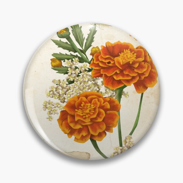 Item preview, Vintage Marigolds Decoupage Style Print designed and sold by Heritage Hive Studio.