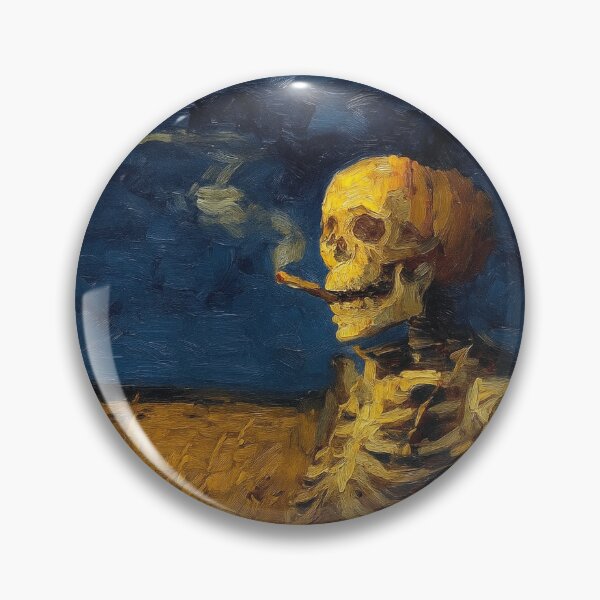 Item preview, Vincent Van Gogh Skull with Burning Cigarette Pumpkin Skeleton Art designed and sold by TinaDu-.
