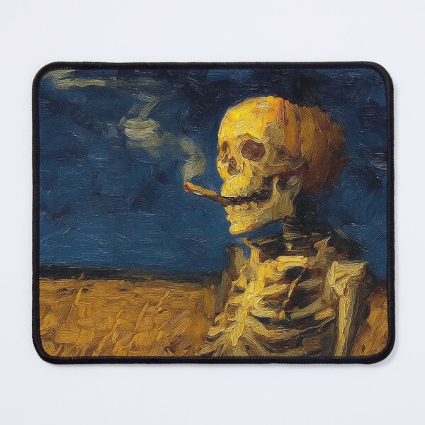 Item preview, Vincent Van Gogh Skull with Burning Cigarette Pumpkin Skeleton Art designed and sold by TinaDu-.
