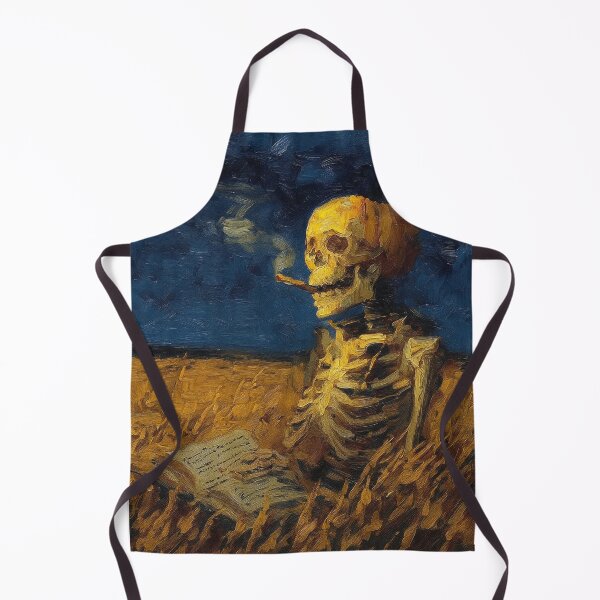 Item preview, Vincent Van Gogh Skull with Burning Cigarette Pumpkin Skeleton Art designed and sold by TinaDu-.