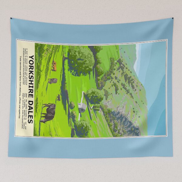 Aperçu de l'œuvre Les Yorkshire Dales, peinture de paysage numérique de style affiche ferroviaire créée et vendue par Lycanth.