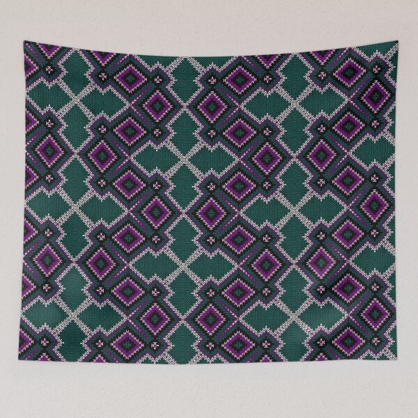 Item preview, Knitted Geometric Texture Purple Green designed and sold by patternarya.