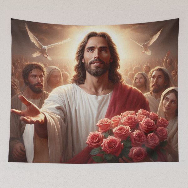 Item preview, Jesus giving you flowers designed and sold by JesusClub.