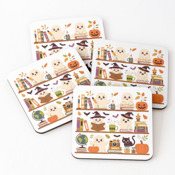 Item preview, Cute Ghost Library – Adorable Halloween Reading Shelf Design designed and sold by SoftStyleStudio ⭐⭐⭐.