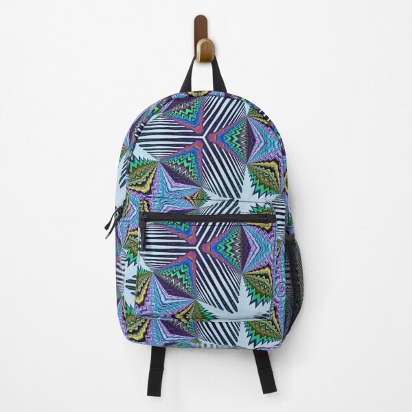 Item preview, Abstract Geometry Colorful Shapes with Black and White Stripes designed and sold by patternarya.