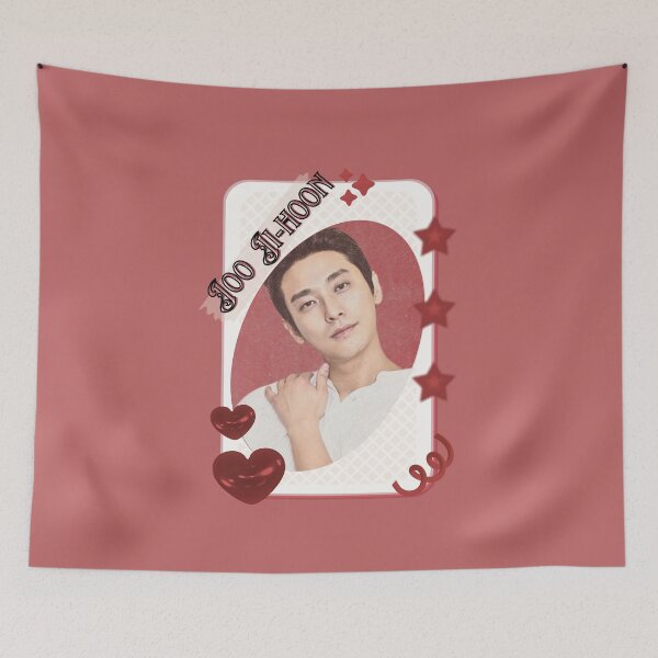Item preview, Joo Ji-hoon Korean Actor Kdrama Card Red Aesthetic Collage Design designed and sold by AJUNICE STUDIO.