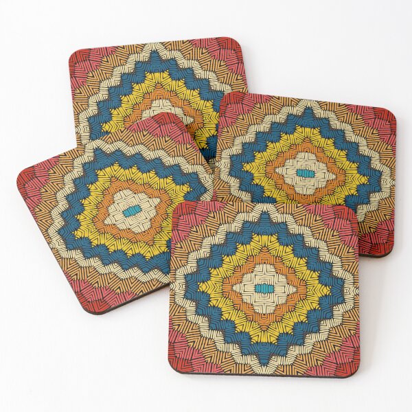 Item preview, Hand-Stitched Geometry Texture in Blue, Red and Yellow designed and sold by patternarya.