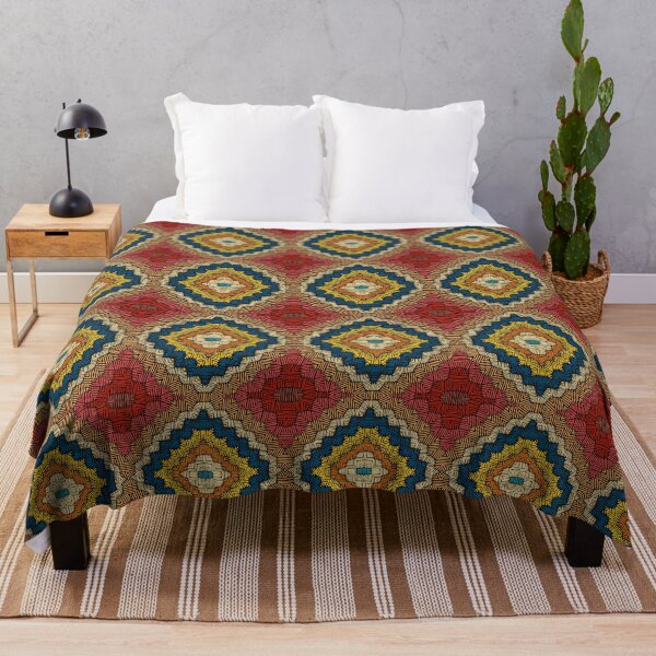Item preview, Hand-Stitched Geometry Texture in Blue, Red and Yellow designed and sold by patternarya.