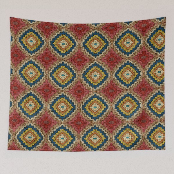 Item preview, Hand-Stitched Geometry Texture in Blue, Red and Yellow designed and sold by patternarya.