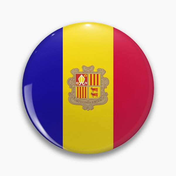Item preview, Andorra Flag Circle Emblem VIRTUS UNITAS FORTIOR designed and sold by NTGUILTY.