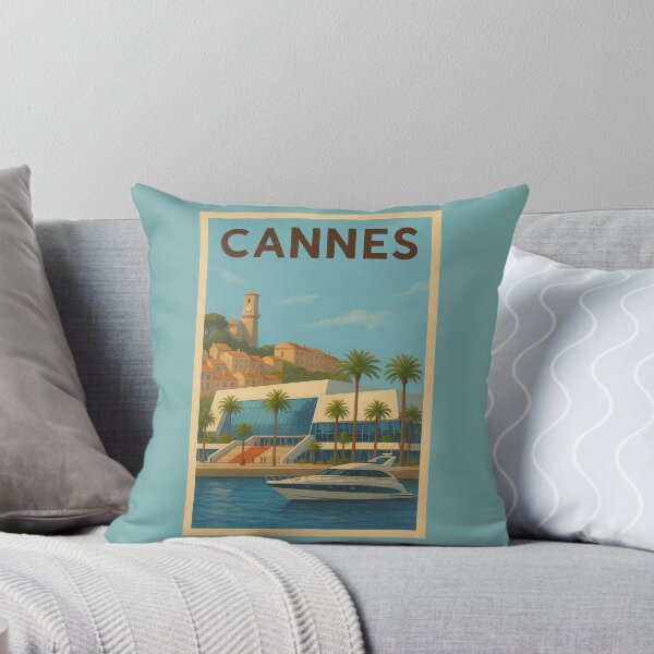 Item preview, Cannes France Travel Art – Palais des Festivals and Yacht on the French Riviera designed and sold by Annika Shurafa.