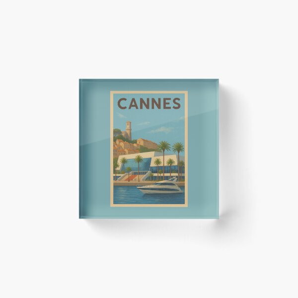 Item preview, Cannes France Travel Art – Palais des Festivals and Yacht on the French Riviera designed and sold by Annika Shurafa.