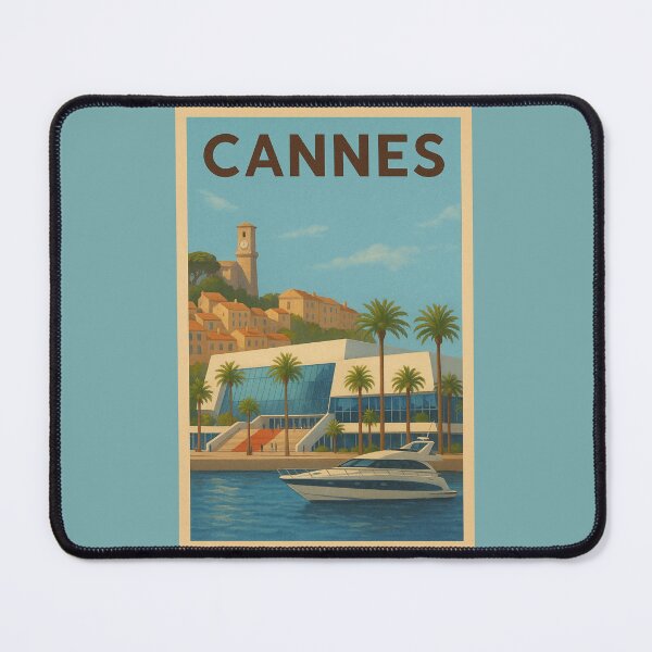 Item preview, Cannes France Travel Art – Palais des Festivals and Yacht on the French Riviera designed and sold by Annika Shurafa.