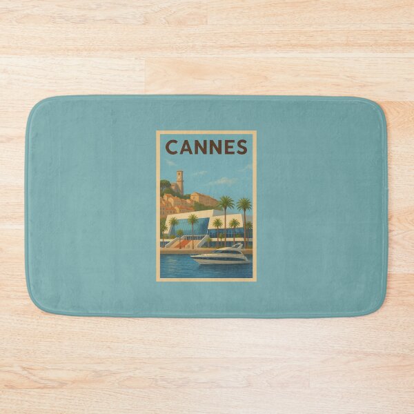 Item preview, Cannes France Travel Art – Palais des Festivals and Yacht on the French Riviera designed and sold by Annika Shurafa.
