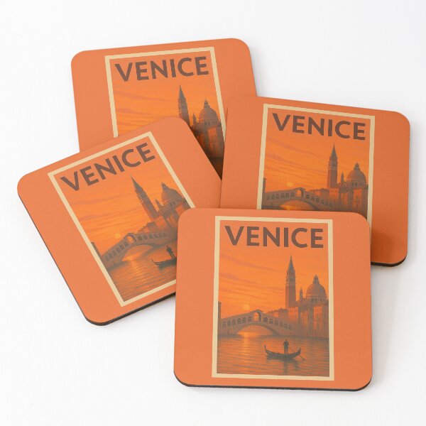 Item preview, Venice Italy Travel Art – Rialto Bridge and Gondola at Sunset Postcard designed and sold by Annika Shurafa.