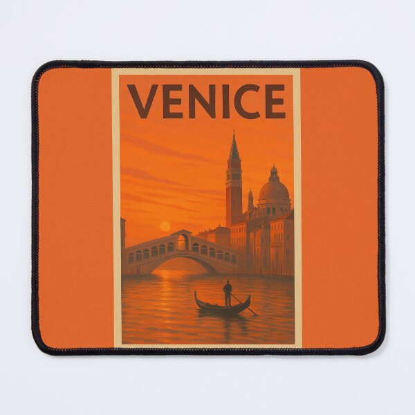 Item preview, Venice Italy Travel Art – Rialto Bridge and Gondola at Sunset Postcard designed and sold by Annika Shurafa.