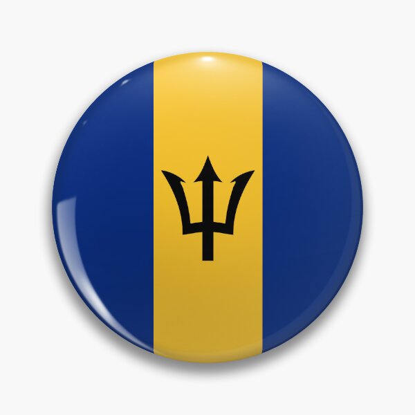 Artikelvorschau, Barbados Flagge Kreis Dreizack Blau Gelb Design entworfen und verkauft von NTGUILTY.
