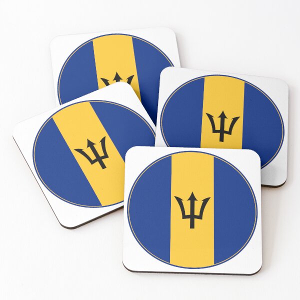 Item preview, Barbados Flag Circle Trident Blue Yellow Design designed and sold by NTGUILTY.
