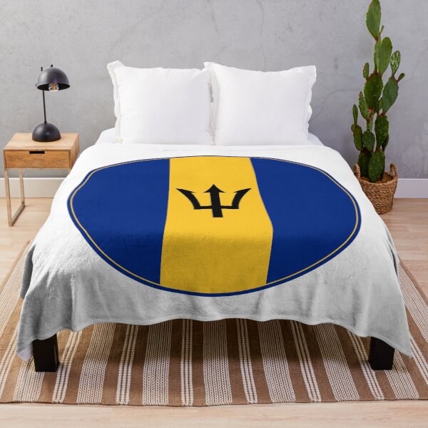 Item preview, Barbados Flag Circle Trident Blue Yellow Design designed and sold by NTGUILTY.