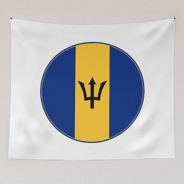 Item preview, Barbados Flag Circle Trident Blue Yellow Design designed and sold by NTGUILTY.