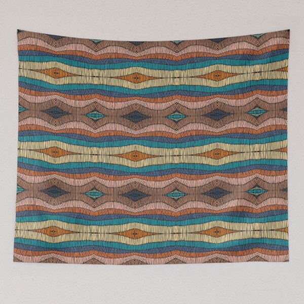 Item preview, Colorful Hand Stitched Waves Lines Pattern designed and sold by patternarya.