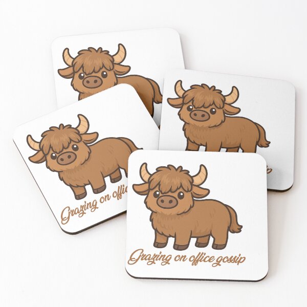 Item preview, Grazing on Office Gossip – Funny Highland Cow Cartoon designed and sold by CanSparkleArt.