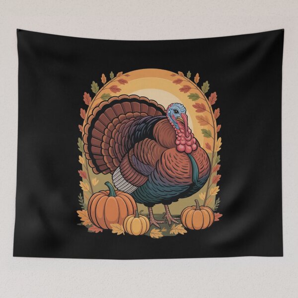 Item preview, Autumn Harvest Scene – Thanksgiving Turkey & Pumpkin Patch designed and sold by Gogetgiggles.