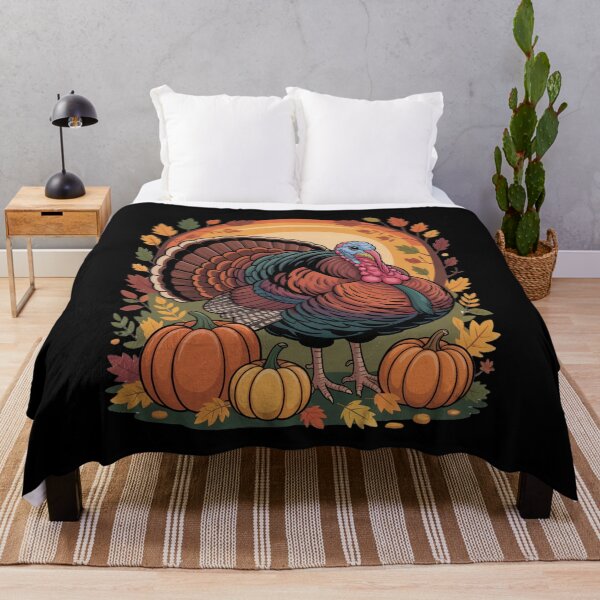 Item preview, Happy Thanksgiving Art – Festive Turkey & Fall Leaves Design designed and sold by Gogetgiggles.