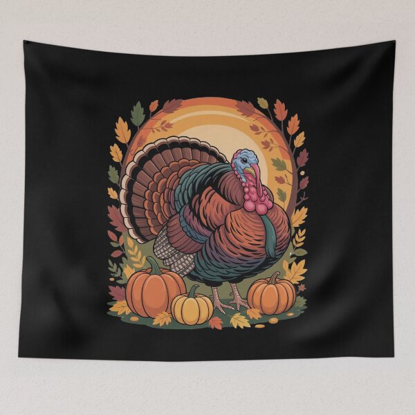 Item preview, Happy Thanksgiving Art – Festive Turkey & Fall Leaves Design designed and sold by Gogetgiggles.
