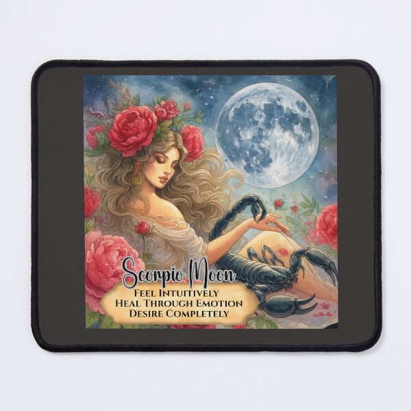 Item preview, Scorpio Zodiac Goddess – Feel Intuitively, Heal Through Emotion, Desire Completely – Full Moon,Rose & Peony Art Print designed and sold by Kjahli.