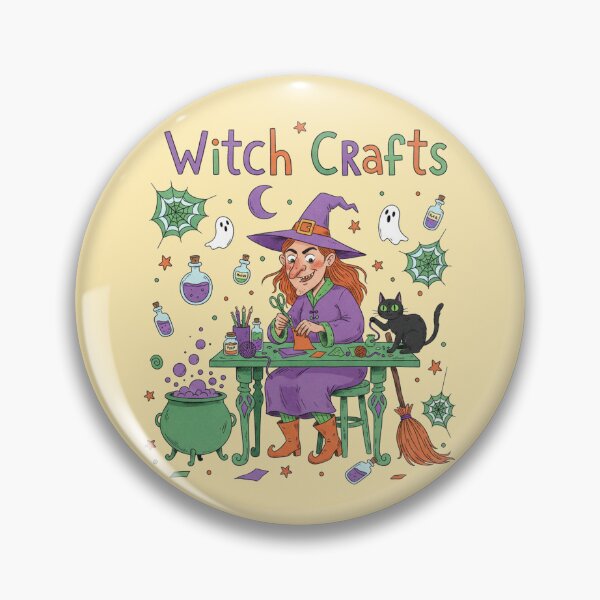 Item preview, Witch Crafts Funny Halloween Witch Making Crafts with Black Cat designed and sold by TinaDu-.